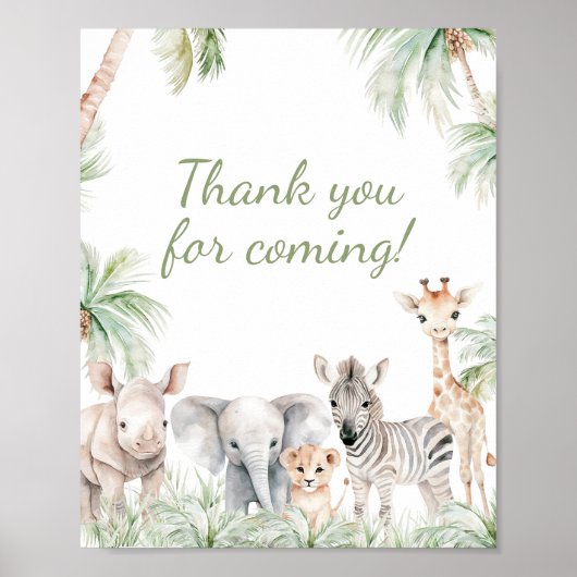 Oerwoud Safari Wild One Animal Bedankt voor je kom Poster (Voorkant)