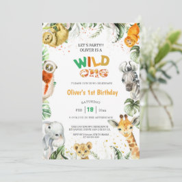 Oerwoud Safari Wild One Animals 1e Verjaardag Kaart