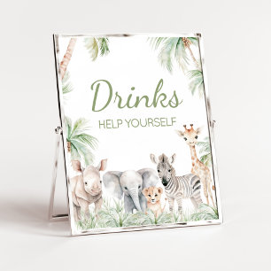 Oerwoud Safari Wild One Animals Baby shower Drinke Poster