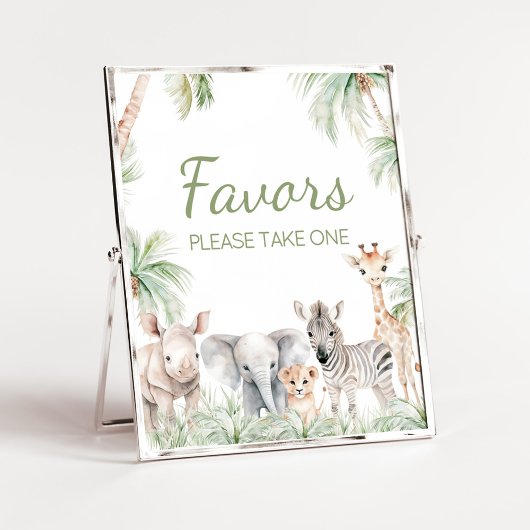 Oerwoud Safari Wild One Animals Baby shower Favors Poster