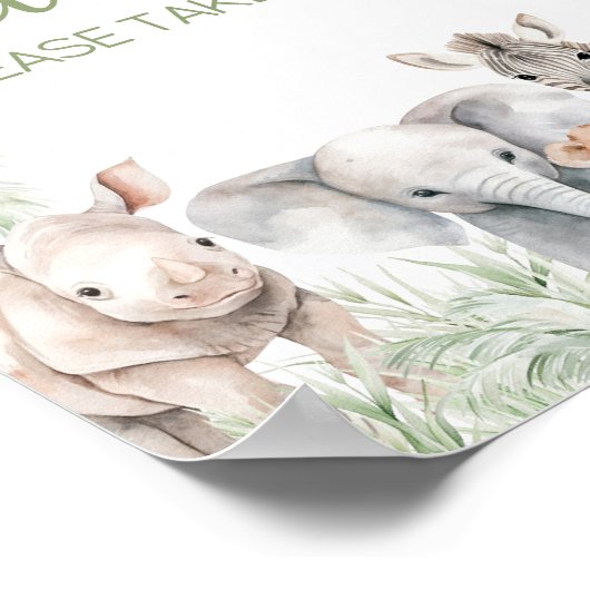 Oerwoud Safari Wild One Animals Baby shower Favors Poster (Hoek)