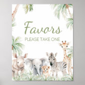 Oerwoud Safari Wild One Animals Baby shower Favors Poster (Voorkant)