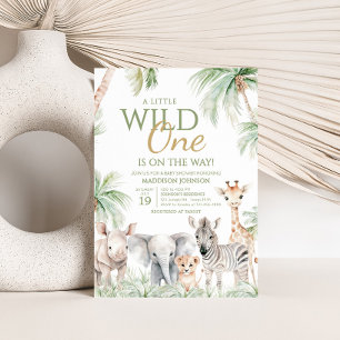 Oerwoud Safari Wild One Animals Baby shower Kaart