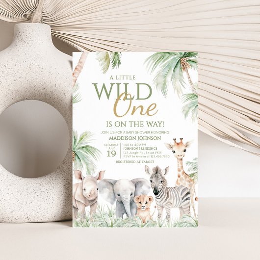 Oerwoud Safari Wild One Animals Baby shower Kaart