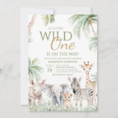 Oerwoud Safari Wild One Animals Baby shower Kaart (Voorkant)