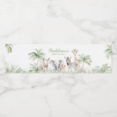 Oerwoud Safari Wild One Animals Baby shower Waterfles Etiket (Enkel label)