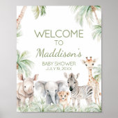 Oerwoud Safari Wild One Animals Baby shower Welkom Poster (Voorkant)
