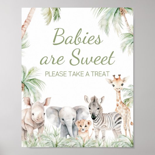 Oerwoud Safari Wild One Animals Baby's zijn zoet Poster (Voorkant)