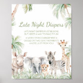 Oerwoud Safari Wild One Animals Late Night Luiers Poster (Voorkant)