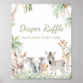 Oerwoud Safari Wild One Animals Luier Raffle Poster (Voorkant)