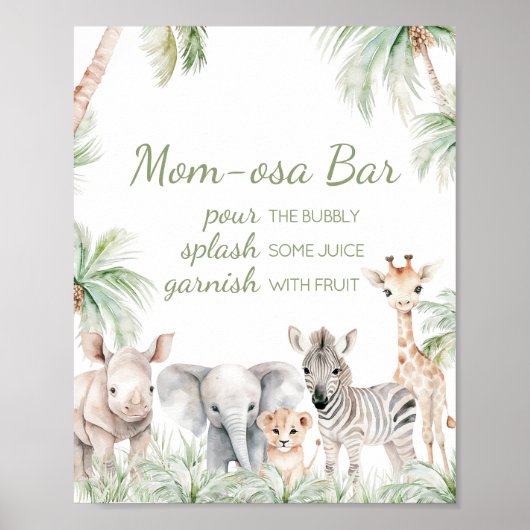 Oerwoud Safari Wild One Animals Mom Osa Bar Poster (Voorkant)