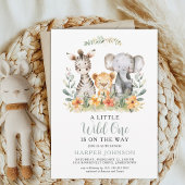 Oerwoud Safari Wild One Baby shower Invitation Kaart
