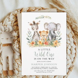 Oerwoud Safari Wild One Baby shower Invitation Kaart