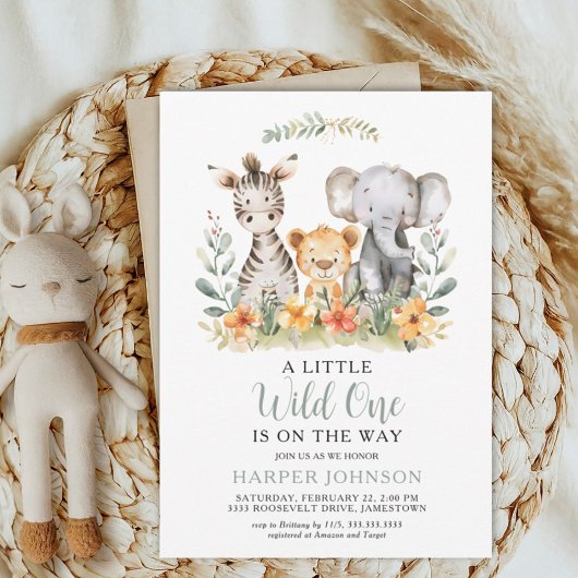 Oerwoud Safari Wild One Baby shower Invitation Kaart