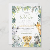 Oerwoud Safari Wild One Baby shower Kaart (Voorkant)