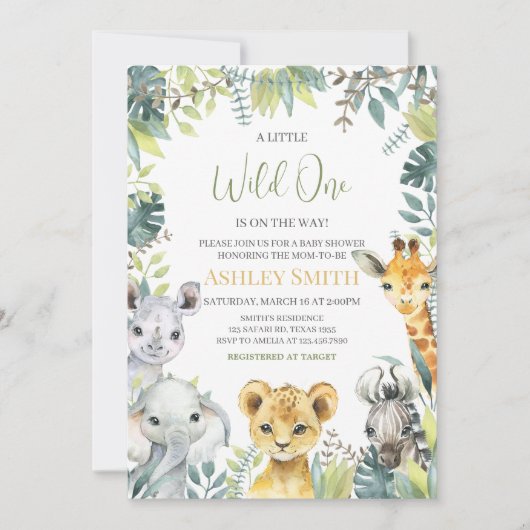 Oerwoud Safari Wild One Baby shower Kaart (Voorkant)