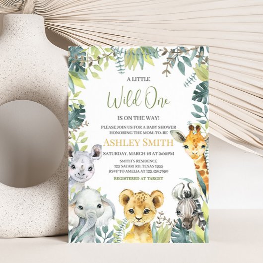 Oerwoud Safari Wild One Baby shower Kaart