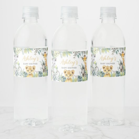 Oerwoud Safari Wild One Baby shower Waterfles Etiket (Flessen)