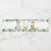 Oerwoud Safari Wild One Baby shower Waterfles Etiket (Enkel label)