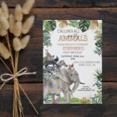 Oerwoud Safari Wild One Birthday Party Animals Kaart