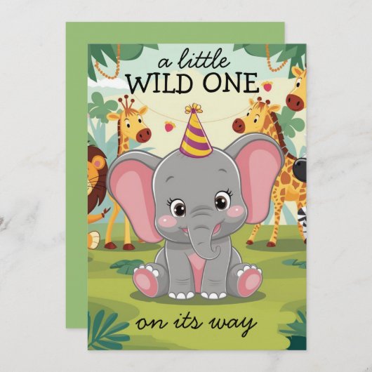 Oerwoud Safari Wild One boy 1e Verjaardag Kaart (Voorkant / Achterkant)