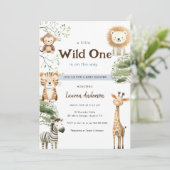 Oerwoud safari Wild one Boy Baby shower Kaart (Staand voorkant)