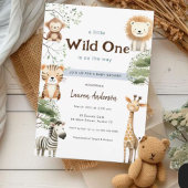 Oerwoud safari Wild one Boy Baby shower Kaart