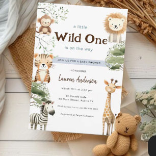 Oerwoud safari Wild one Boy Baby shower Kaart