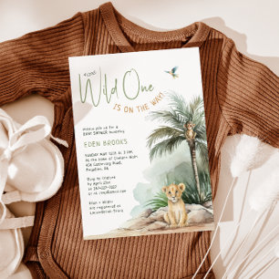 Oerwoud Safari Wild One Lion Baby shower Kaart
