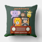 Oerwoud Safari Wild One Zoo Animal Kids Verjaardag Kussen (Voorkant)