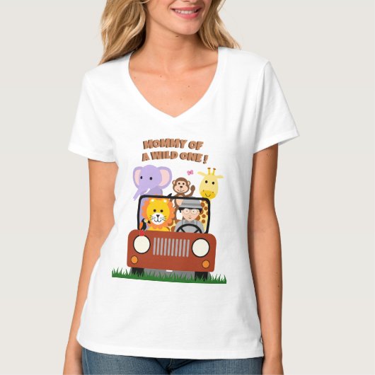 Oerwoud Safari Wild One Zoo Dierlijk Baby shower T-shirt (Voorkant)