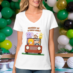 Oerwoud Safari Wild One Zoo Dierlijk Baby shower T-shirt