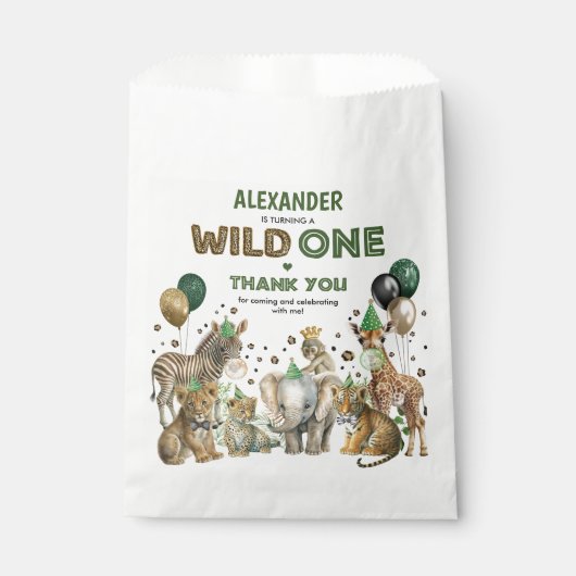 Oerwoud Safari Wild Party Animals Boys Verjaardag Bedankzakje (Voorkant)