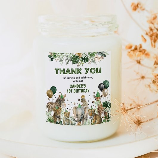 Oerwoud Safari Wild Party Animals Boys Verjaardag Vierkante Sticker