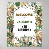 Oerwoud Safari Wild Party Animals Verjaardag Welko Poster (Voorkant)
