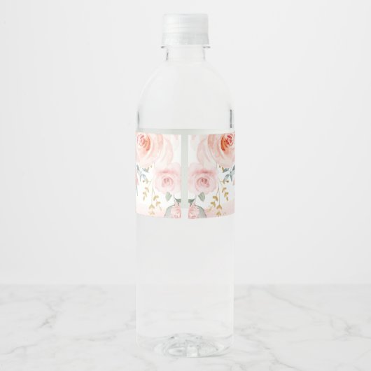 Oerwoud Safari Wilde Baby Dieren Blush Bloemen Fav Waterfles Etiket (Achterkant)