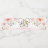Oerwoud Safari Wilde Baby Dieren Blush Bloemen Fav Waterfles Etiket (Enkel label)