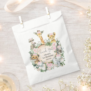 Oerwoud Safari Wilde dieren Floral Girl Birthday Bedankzakje