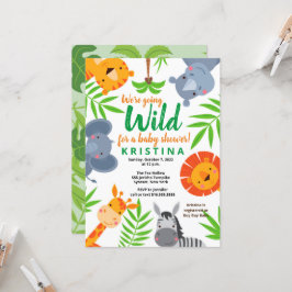 Oerwoud Safari Wilde Dieren Greenery Baby shower Kaart