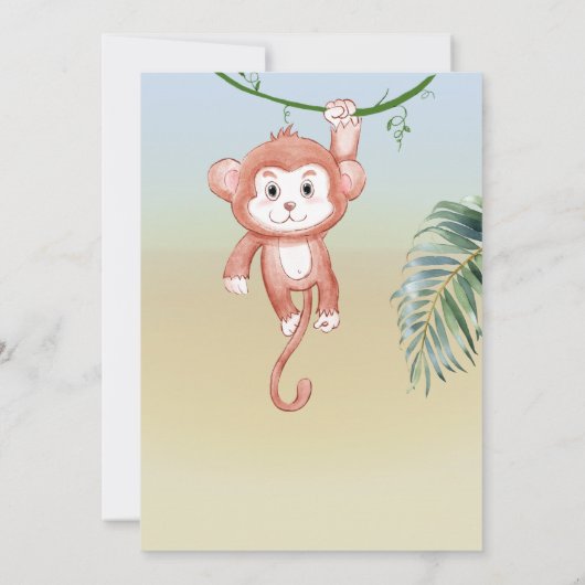 Oerwoud Safari Wilde Dieren Palm Monkey Baby showe Kaart (Achterkant)