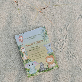 Oerwoud Safari Wilde Dieren Palm Monkey Baby showe Kaart