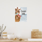 Oerwoud Safari wildone baby shower blue waterverf Poster (Keuken)