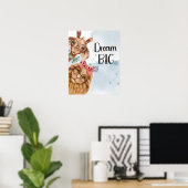 Oerwoud Safari wildone baby shower blue waterverf Poster (Thuiskantoor)