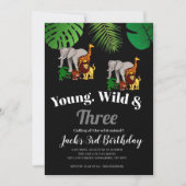 Oerwoud Safari Young Wild & Drie derde verjaardag Kaart (Voorkant)