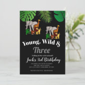 Oerwoud Safari Young Wild & Drie derde verjaardag Kaart (Staand voorkant)