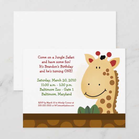 OERWOUD SAFARI Zanzibar Giraffe Zoo Birthday 4x5 Kaart (Voorkant / Achterkant)
