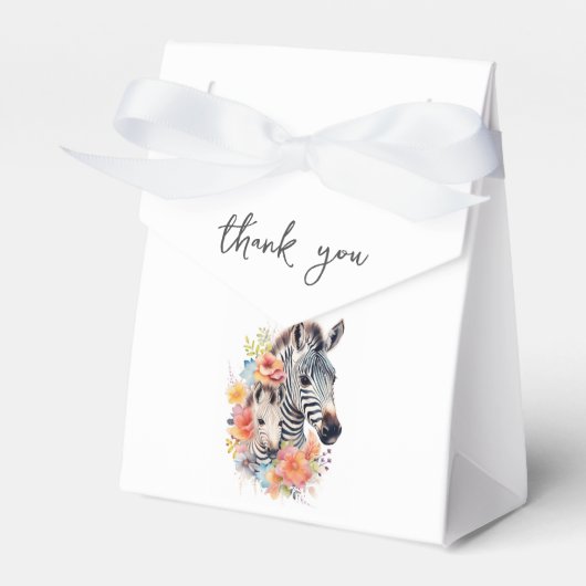 Oerwoud Safari Zebra Bloemen Baby shower Bedankdoosjes (Voorkant Zijde)
