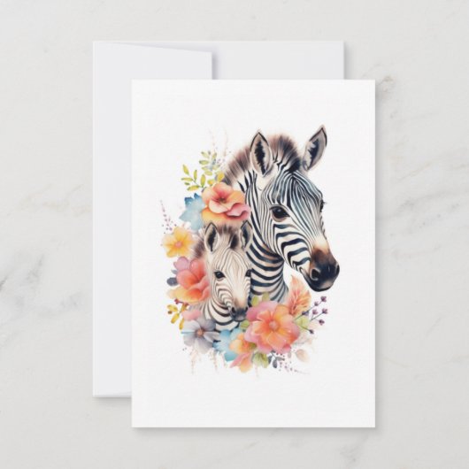 Oerwoud Safari Zebra Bloemen Baby shower Bedankkaart (Achterkant)