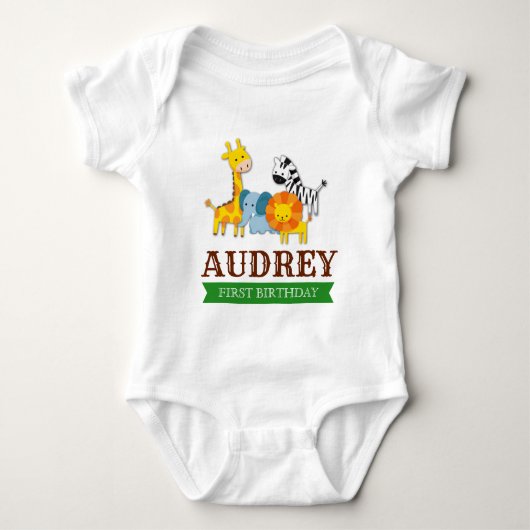 Oerwoud Safari Zoo Animal Birthday Baby shower Romper (Voorkant)