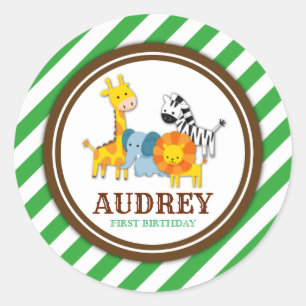 Oerwoud Safari Zoo Animal Birthday Baby shower Ronde Sticker
